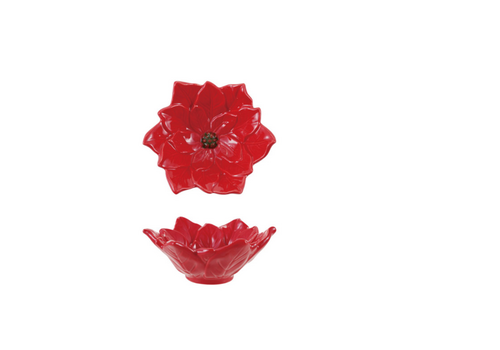  Creative Co-Op Ceramic Poinsettia Shaped Dish 