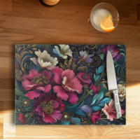 Natures Painting Tempered Glass Cutting Board & Serving Tray