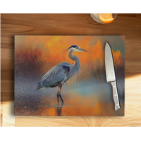 Blue Heron Tempered Glass Cutting Board & Serving Tray