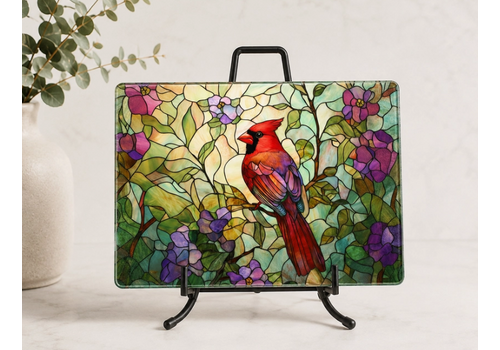 Fernville Creations Cardinal Tempered Glass Cutting Board & Serving Tray 