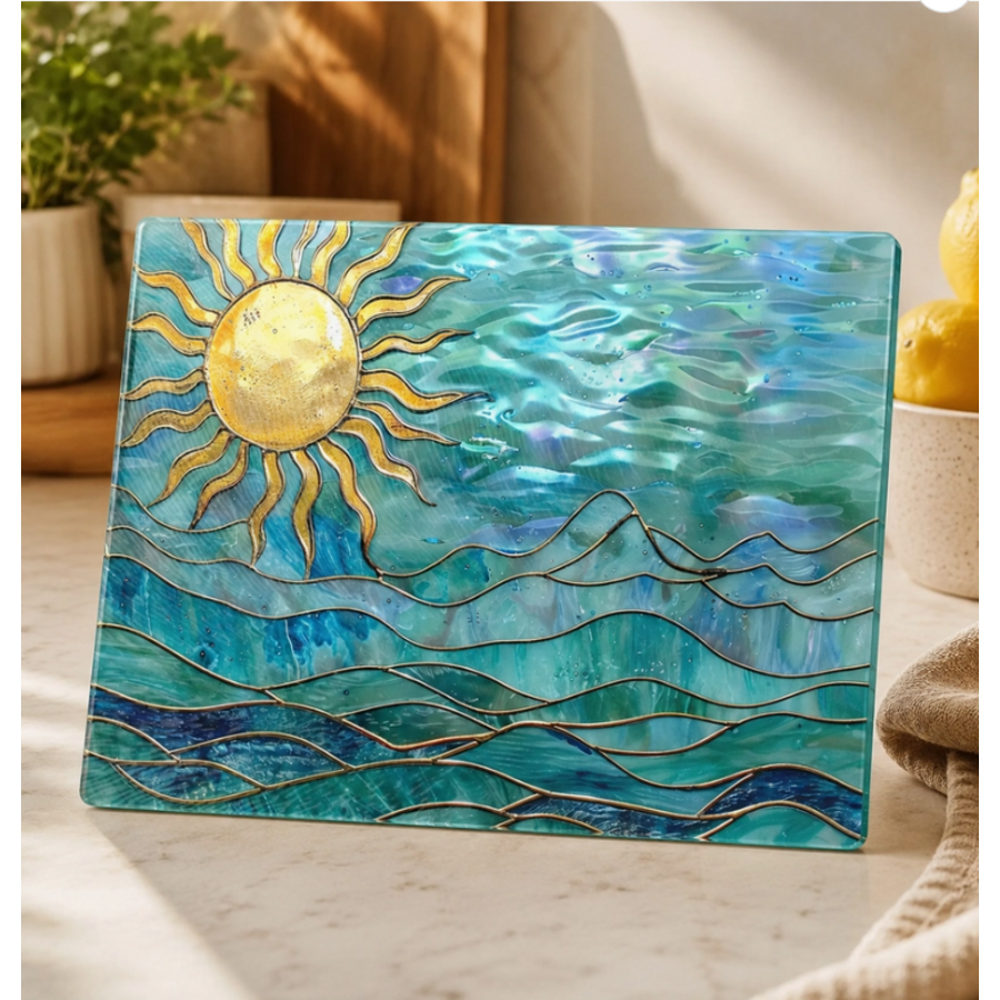 Tempered Glass Cutting Board: Ocean Sun Charcuterie Tray