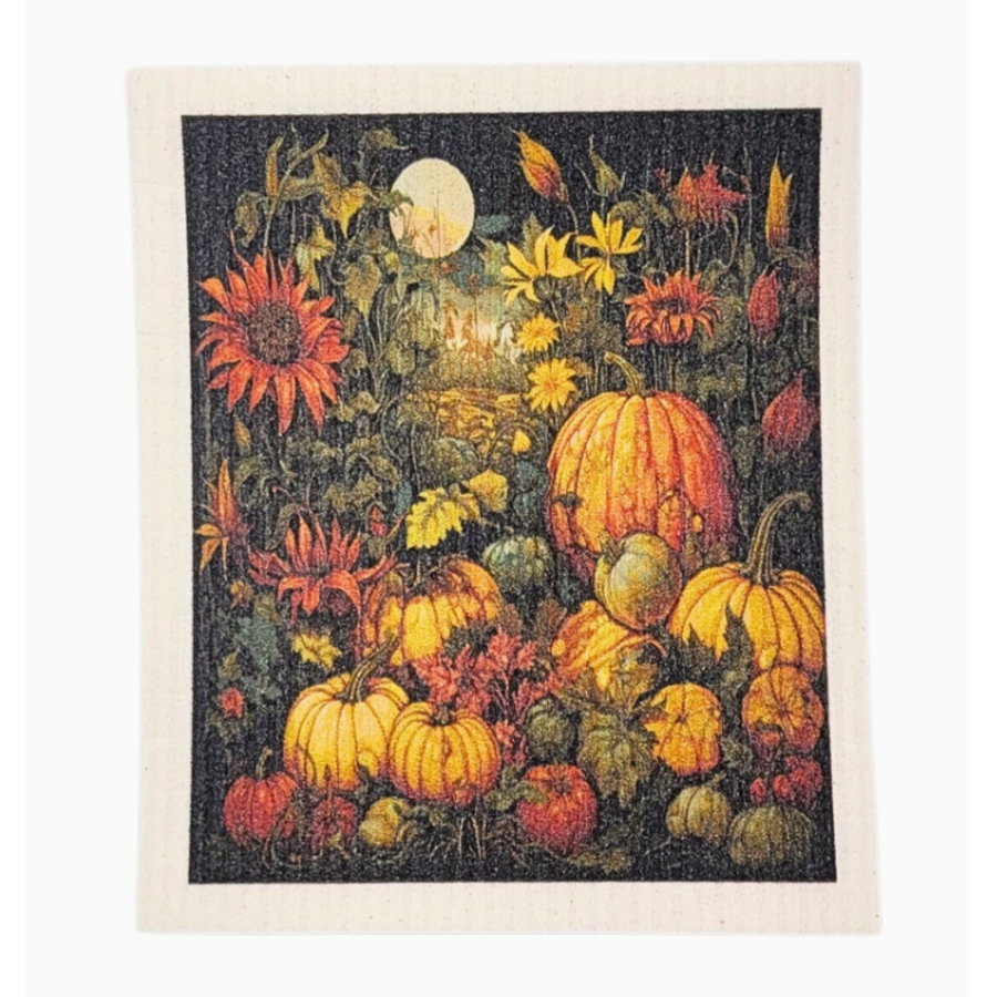 Fall Full Moon Harvest Swedish Dishcloth