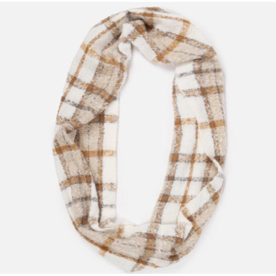 Boucle Plaid Woven Scarf Ivory