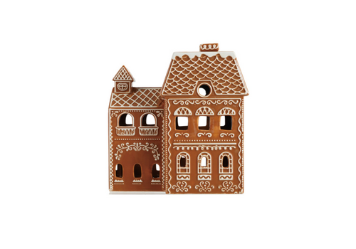  Creative Co-Op 9"H Ceramic Gingerbread House Brown & White 
