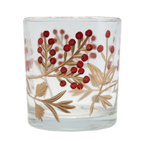 3"H Hand-Painted Etched Glass Votive Holder