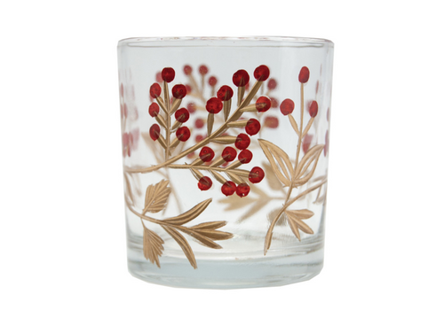  Creative Co-Op 3"H Hand-Painted Etched Glass Votive Holder 
