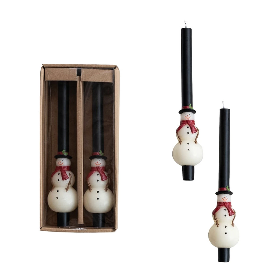10" Snowman Taper Candle in Box Set of 2