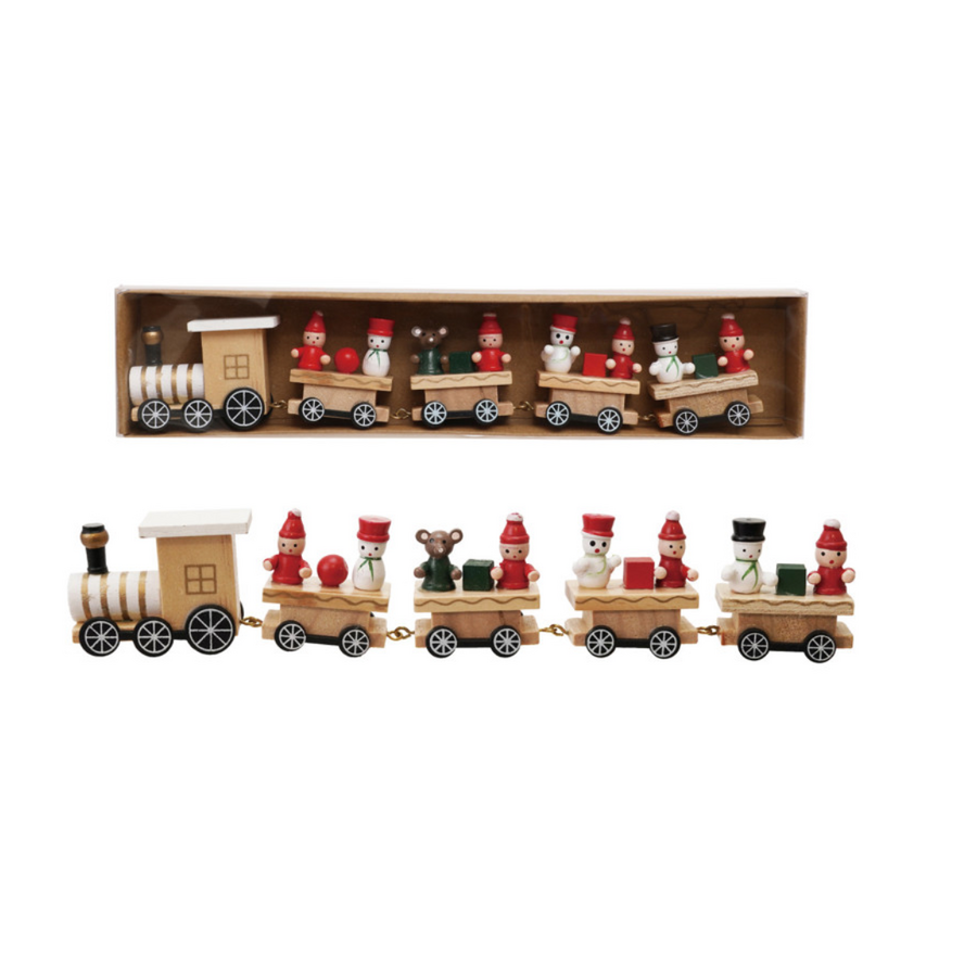Wood Train with Holiday Passengers Boxed Set