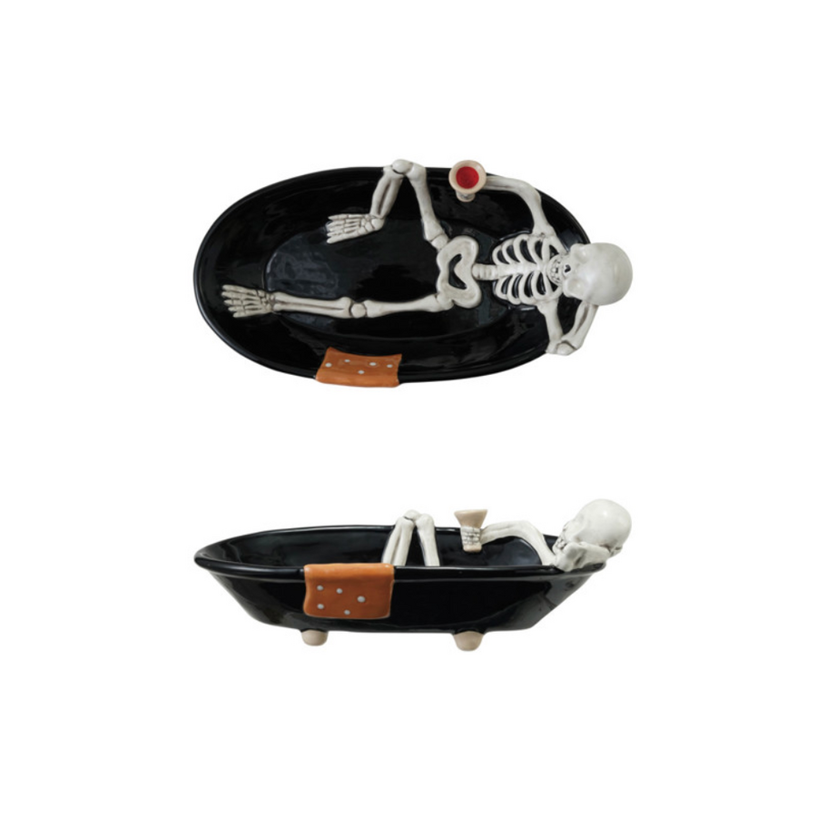 Ceramic Skeleton in Tub Shaped Bowl