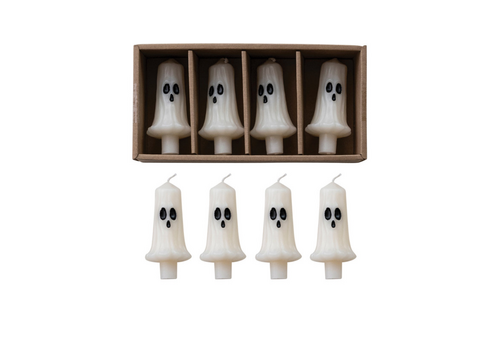 Creative Co-Op Taper Candles with Ghost Boxed Set of 4 