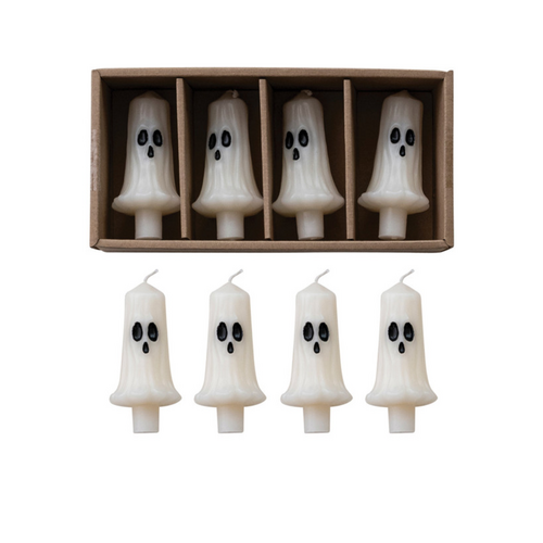  Creative Co-Op Taper Candles with Ghost Boxed Set of 4 