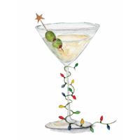Martini Glass with Lights Boxed Cards