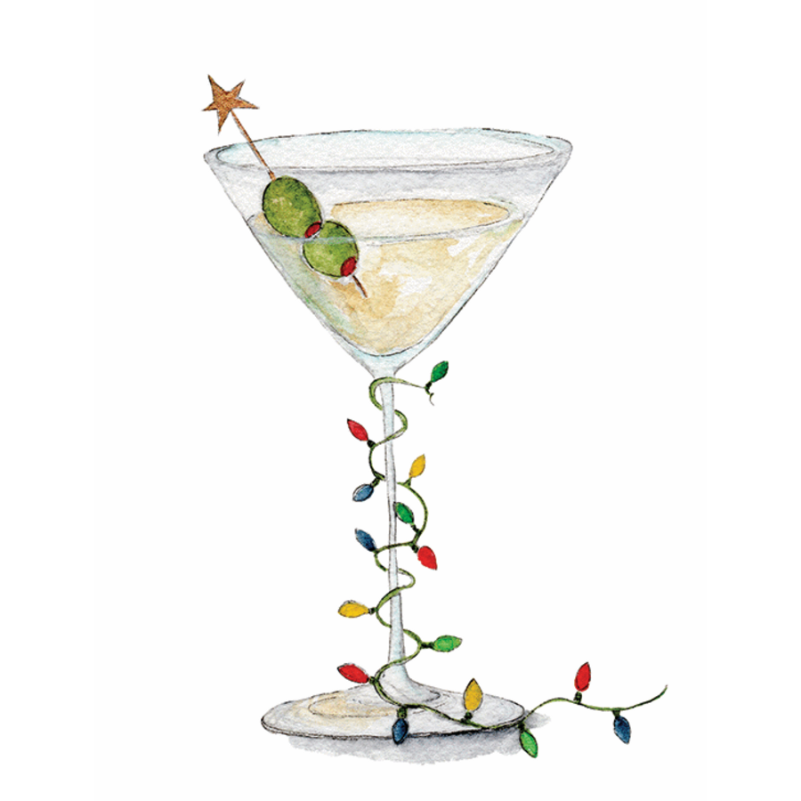 Martini Glass with Lights Boxed Cards