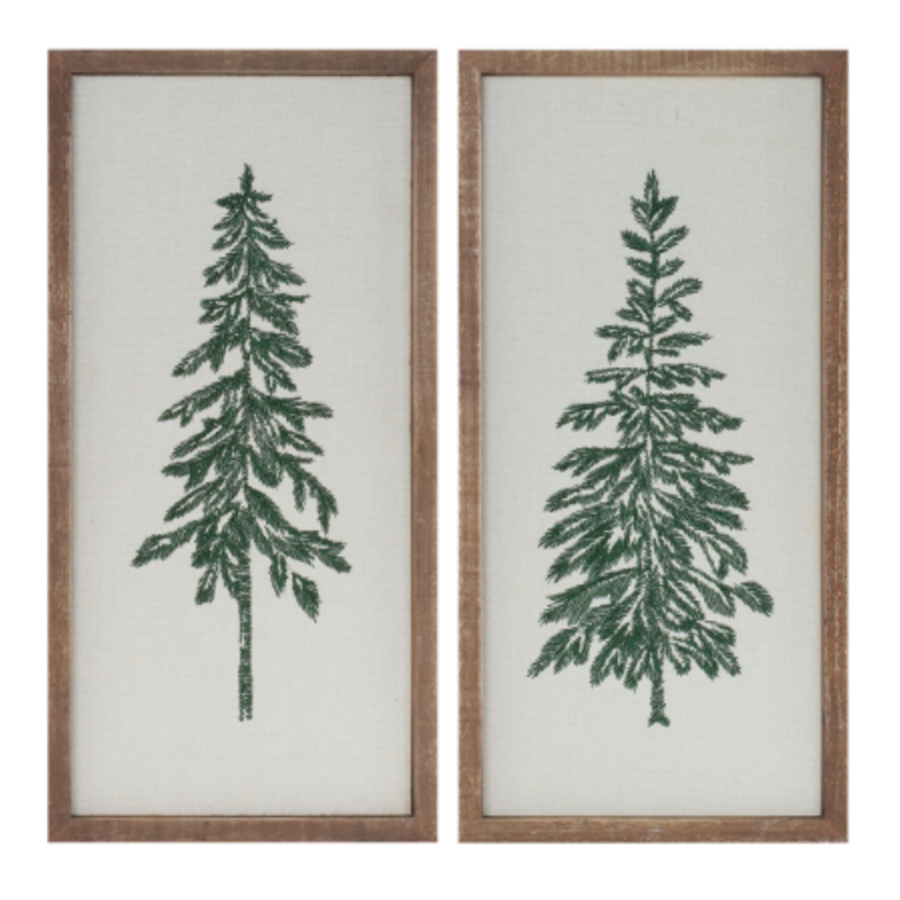 18"H Framed Trees Embroidery