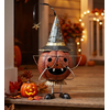 Continental Art Center Metal Halloween Orange Pumpkin Statue with Hat & Glasses