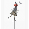 Continental Art Center Metal Halloween Pumpkin Statue Stake with Witch Hat