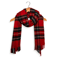 Snuggly Plaid Fringe Scarf