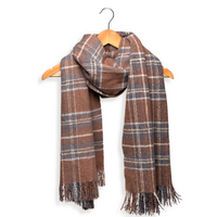 Snuggly Plaid Fringe Scarf