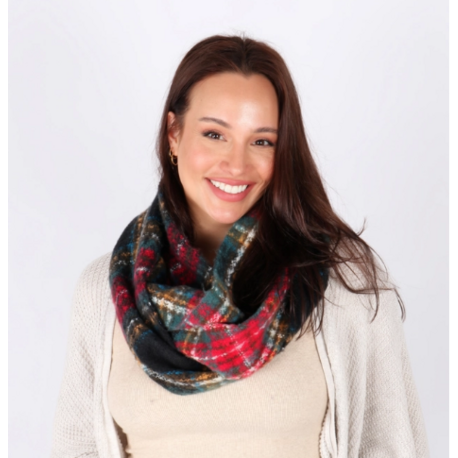 Boucle Plaid Woven Scarf Black