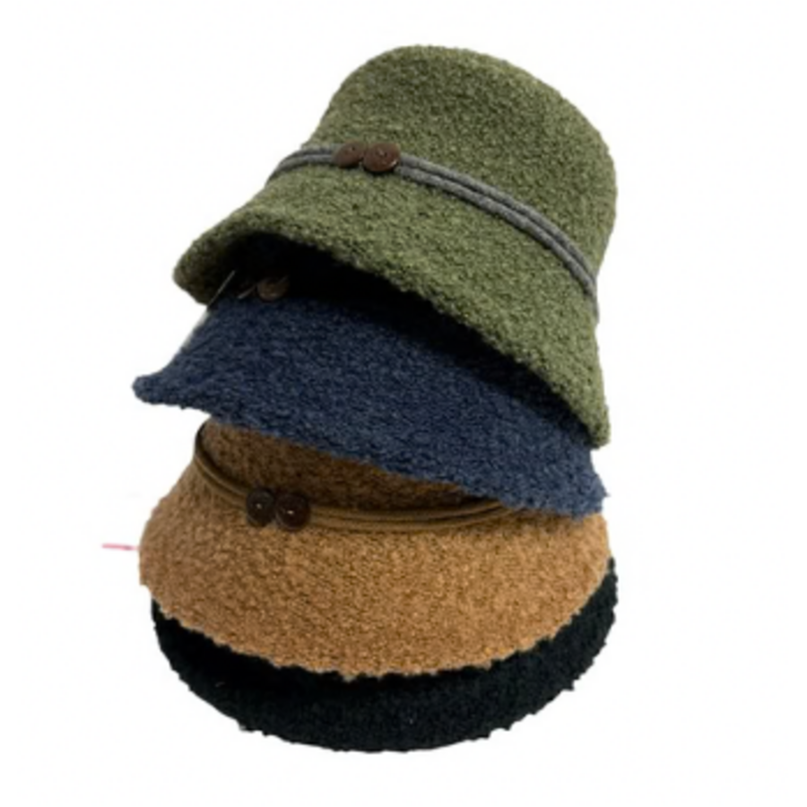Bouclé Wool Turn Brim Hat with Rope Accent