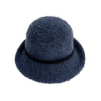 Bouclé Wool Turn Brim Hat with Rope Accent
