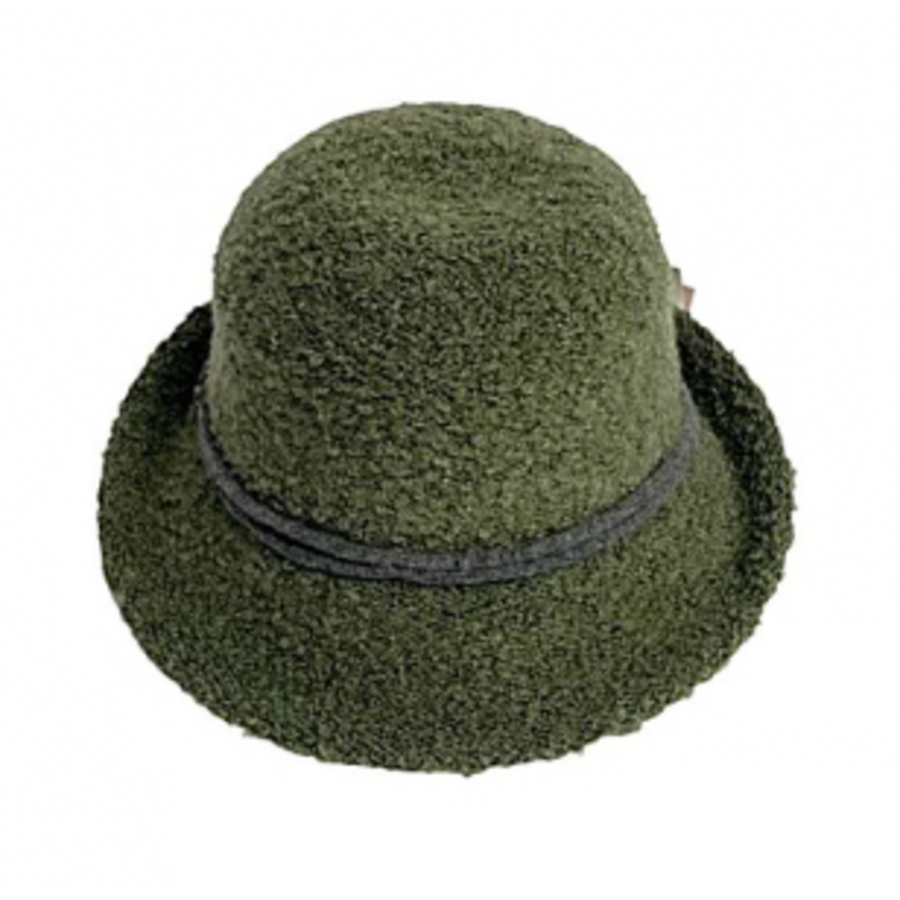 Bouclé Wool Turn Brim Hat with Rope Accent