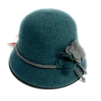 Boiled Wool Hat with 2 Tone Flower & Contrast Tie