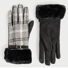 COCO + CARMEN Belted Fur Cuff Plaid Touchscreen Gloves Black