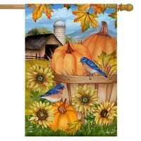 Pumpkins & Bluebirds House Flag