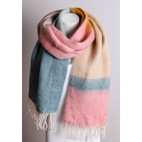 Faux Mohair Color Block Scarf