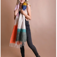 Faux Mohair Color Block Scarf