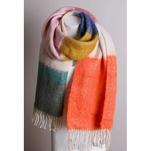  Leto Accessories Faux Mohair Color Block Scarf 