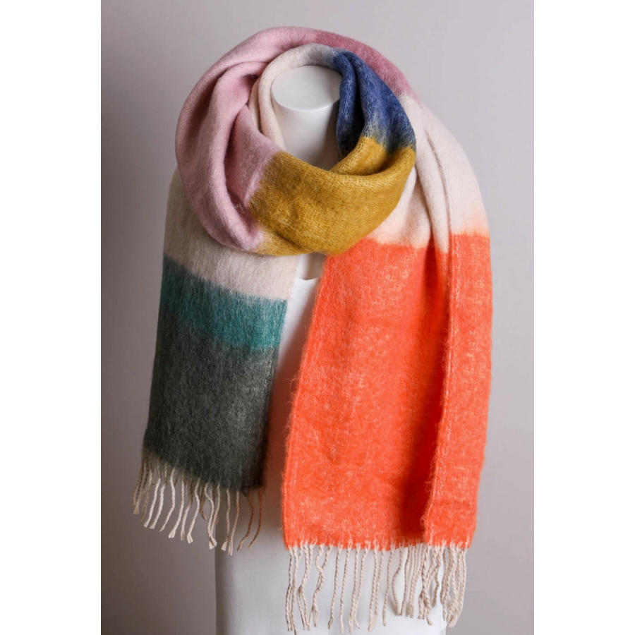 Faux Mohair Color Block Scarf