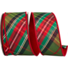 Reliant Ribbon Traditional Christmas Diagonal Fused Dupioni Ribbon 2.5" (per yard)