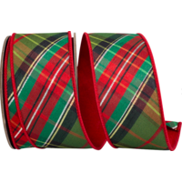 Traditional Christmas Diagonal Fused Dupioni Ribbon 2.5" (per yard)