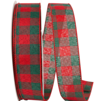 Traditional Christmas Check Ribbon 1.5" (per yard)