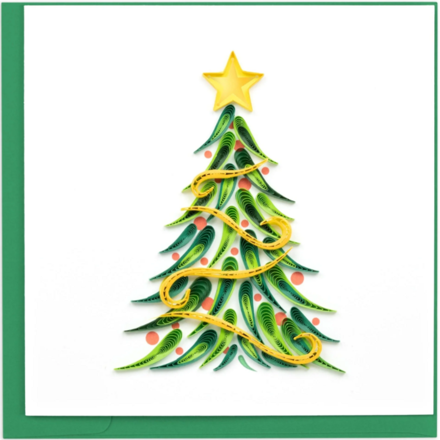 Gold Garland Christmas Tree Quilling Card