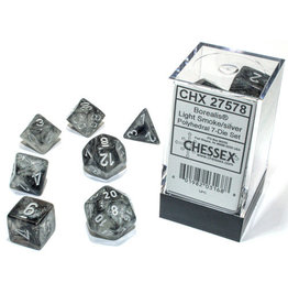 Chessex Chessex 7-Set Dice Cube Borealis Luminary Light Smoke with Silver