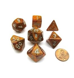 Chessex Chessex 7-Set Dice Cube Glitter Gold with Silver