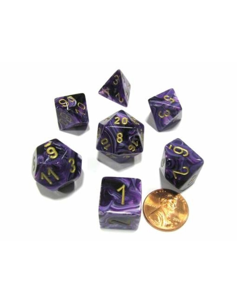 Chessex Chessex 7-Set Dice Cube Vortex Purple with Gold