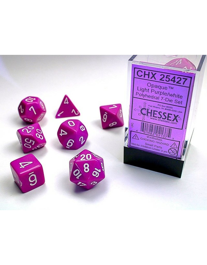 Chessex Chessex 7-Set Dice Cube Opaque Light Purple with White