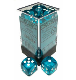 Chessex Chessex d6 Dice Cube 16mm Translucent Teal with White (12)