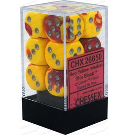 Chessex Chessex d6 Dice Cube 16mm Gemini Red and Yellow with Silver