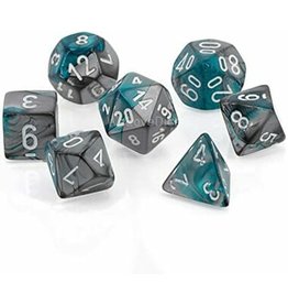 Chessex Chessex 7-Set Dice Cube Gemini Steel and Teal with White
