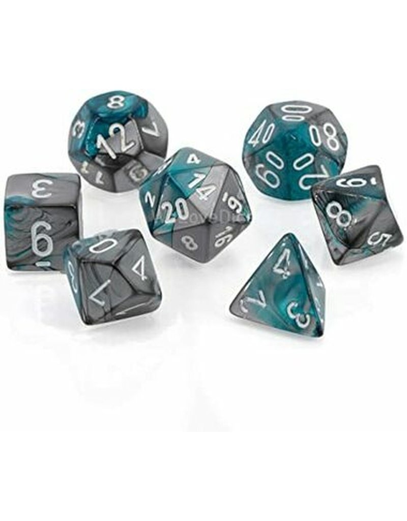 Chessex Chessex 7-Set Dice Cube Gemini Steel and Teal with White