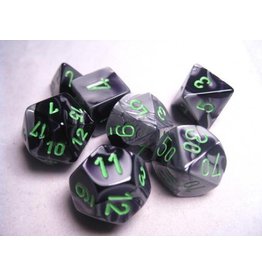 Chessex Chessex 7-Set Dice Cube Gemini Black and Grey with Green