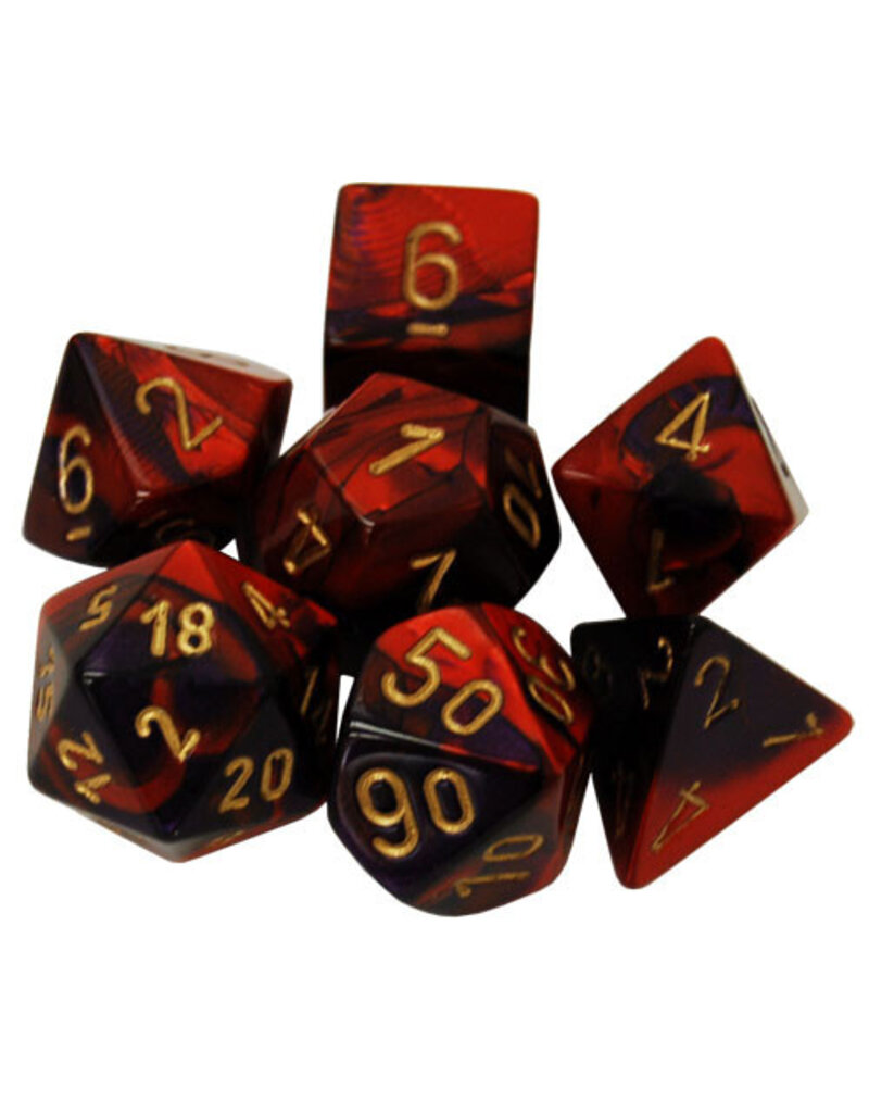 Chessex Chessex 7-Set Dice Cube Gemini Purple and Red with Gold