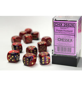 Chessex Chessex d6 Dice Cube 16mm Gemini Purple and Red with Gold (12)