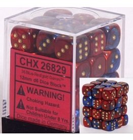 Chessex Chessex d6 Dice Cube 12mm Gemini Blue and Red with Gold (36)