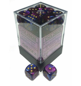 Chessex Chessex d6 Dice Cube 12mm Gemini Blue and Purple with Gold (36)